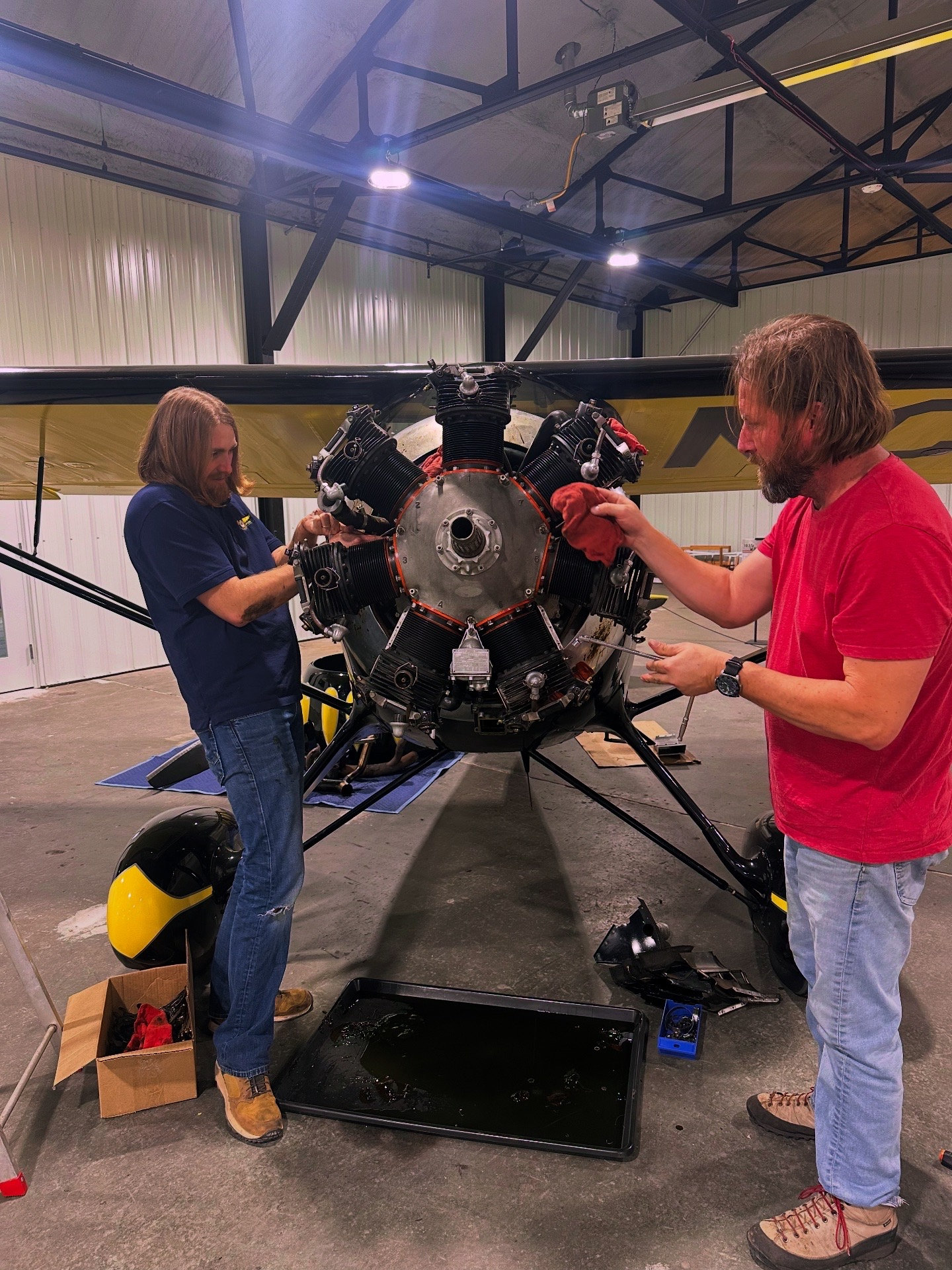 Radial Engines Team works on the Monocoupe